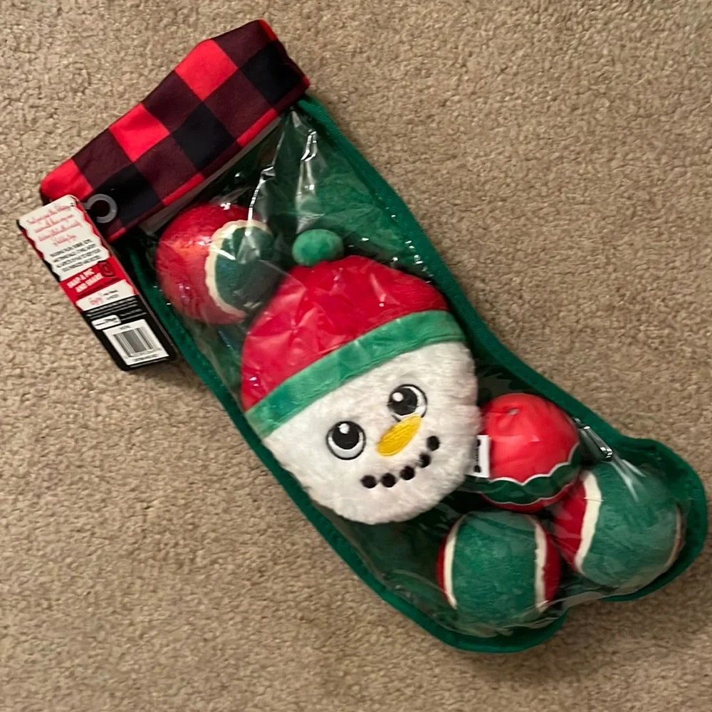 5-pc Woof Christmas Stocking for dogs,balls/plush